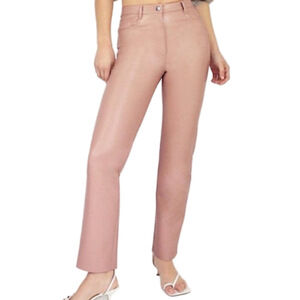 Aritzia Wilfred The Melina Blush Leather Vegan High Waisted Pants SZ 4
